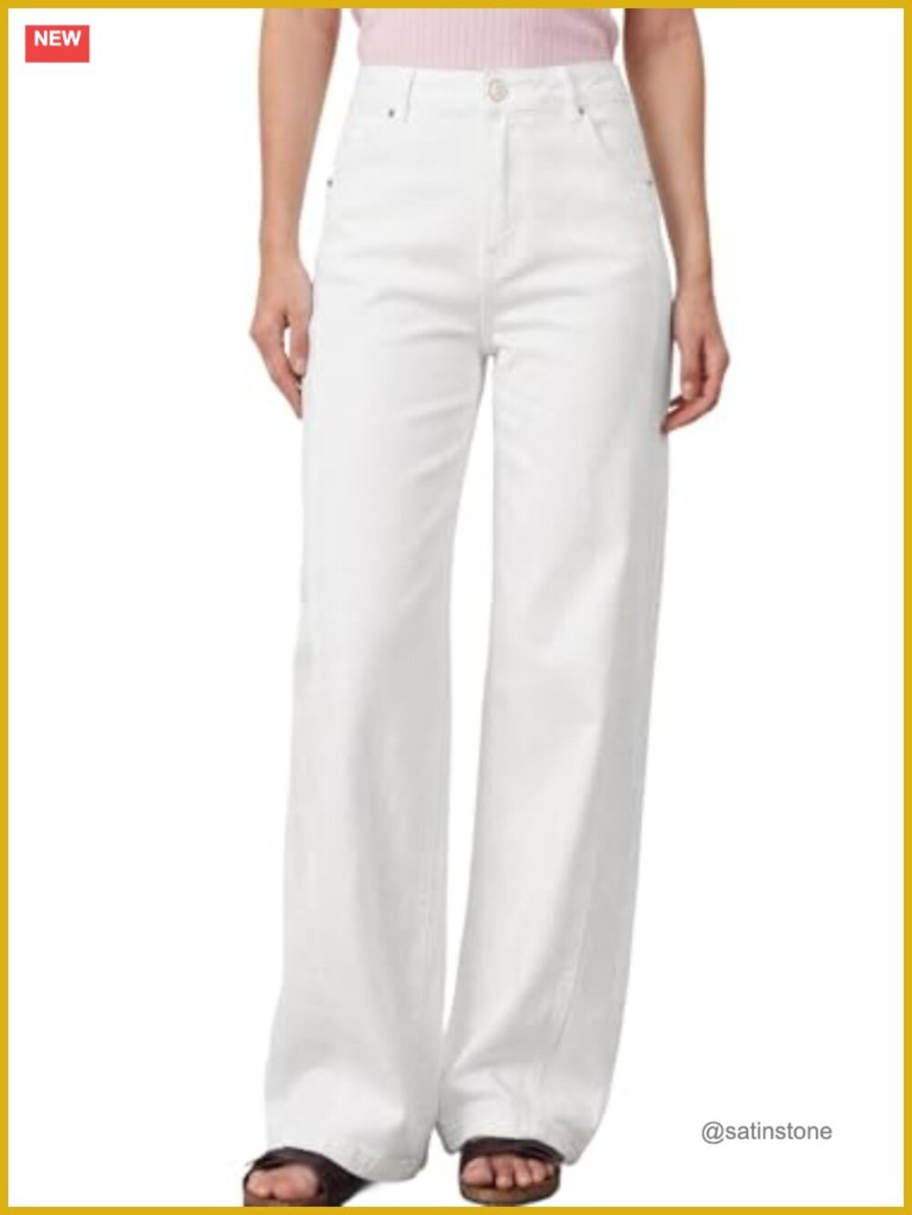 High Waisted Wide Leg Jeans Front Seam Straight Denim Pants - Picture 1 of 6